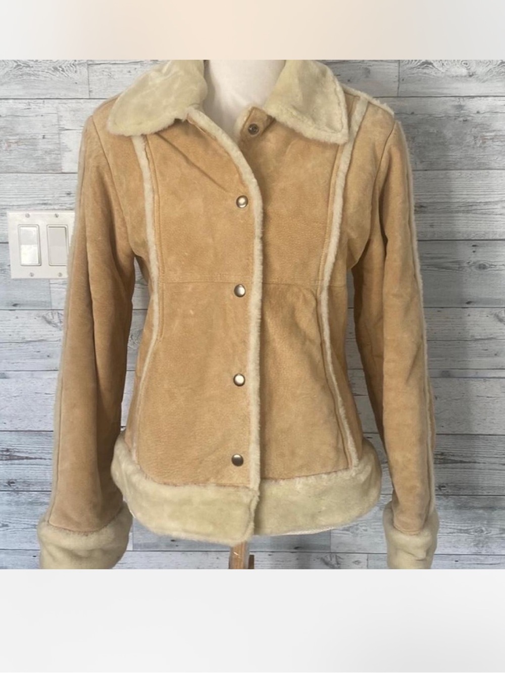 Wilsons Leather Tan Shearling-Trim Women's Jacket